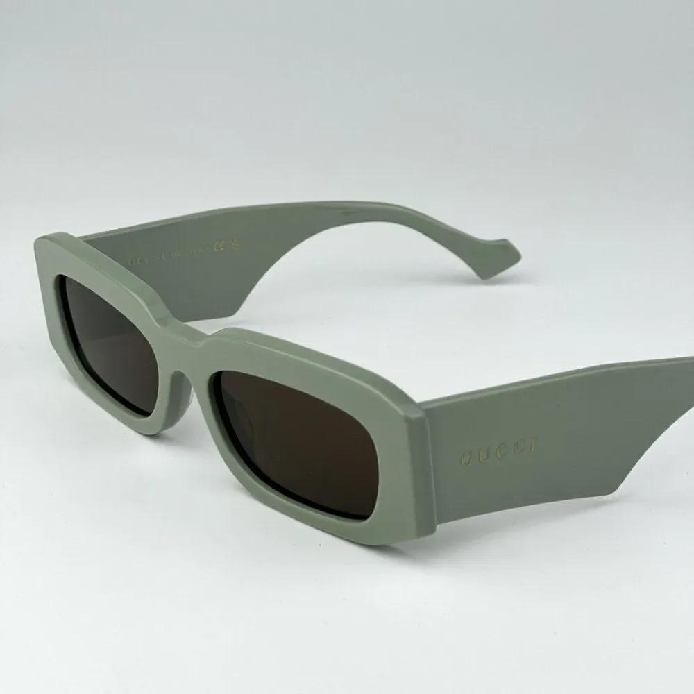 NEW Gucci GG1426S 004 Solid Sage Brown Unisex Rectangle Sunglasses GG 1426S